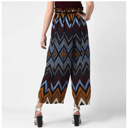 Generic Women's Polyester Chevron Elasticated Trousers (Multicolor)