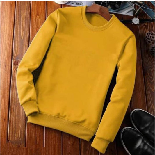 Generic Men's Casual Fleece Solid Round Neck Long Sleeves Sweatshirt (Orange)