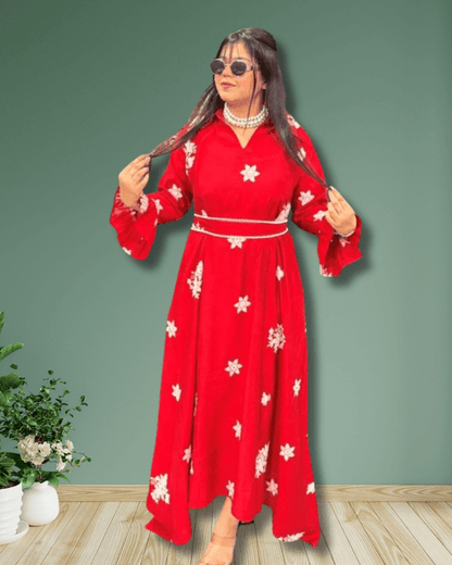 Red Cotton Silk Dress