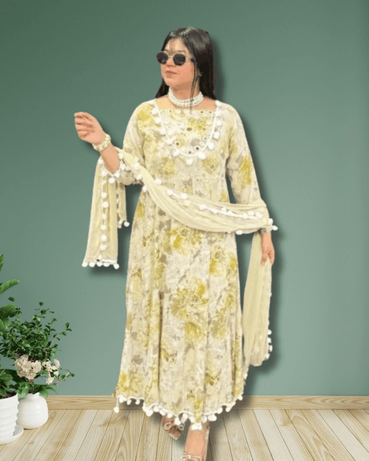 Pom Pom Anarkali Suit for Women