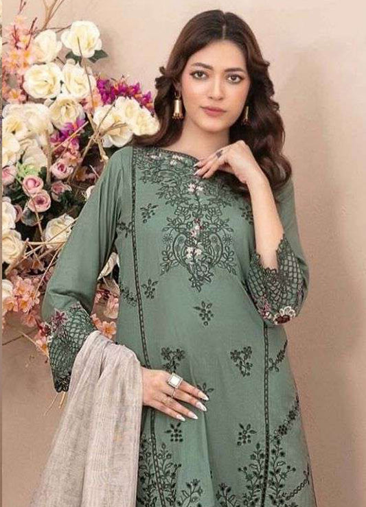 Fashion Dream Women Green Cotton Designer Suit Collection