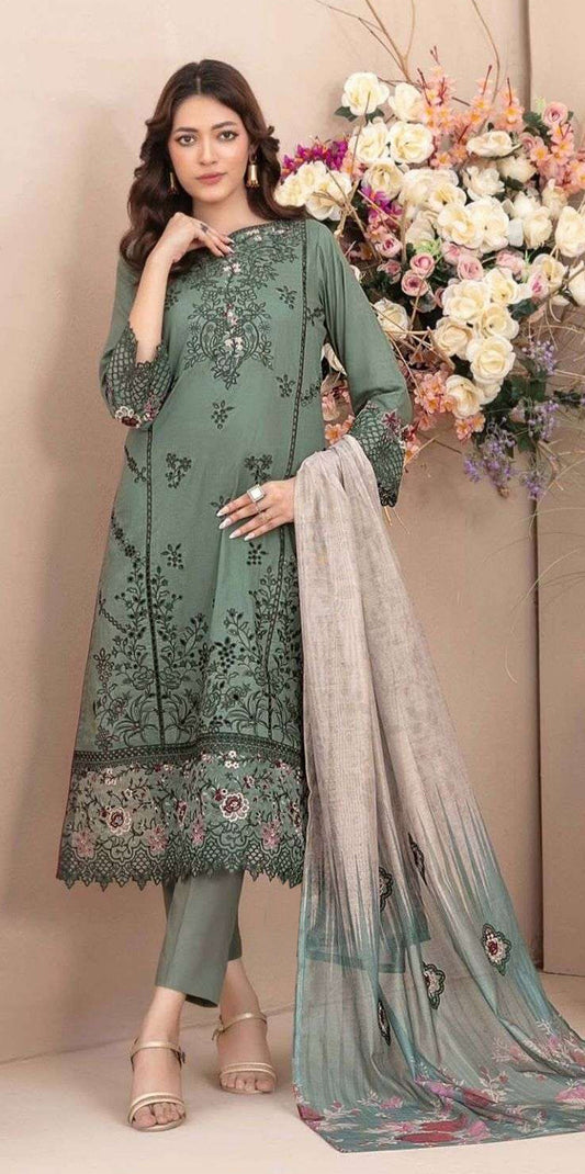 Fashion Dream Women Green Cotton Designer Suit Collection