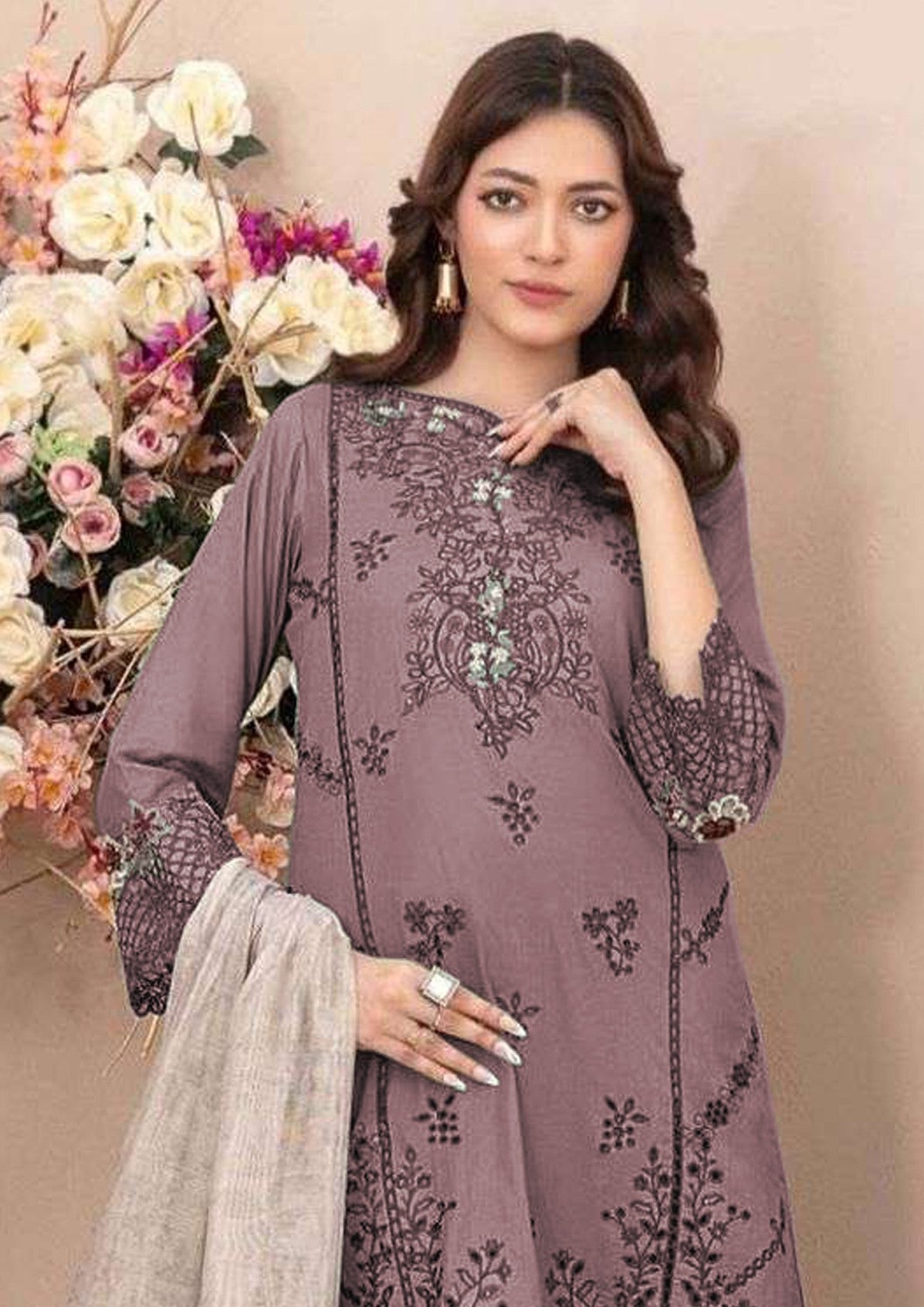Fashion Dream Women Mauve Cotton Designer Suit Collection