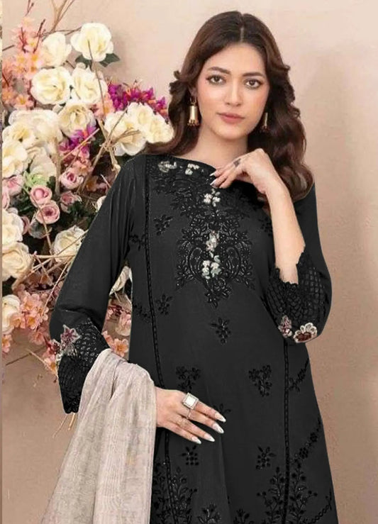 Fashion Dream Women Black Cotton Designer Suit Collection