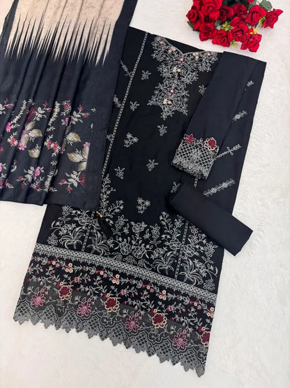 Fashion Dream Women Black Cotton Designer Suit Collection