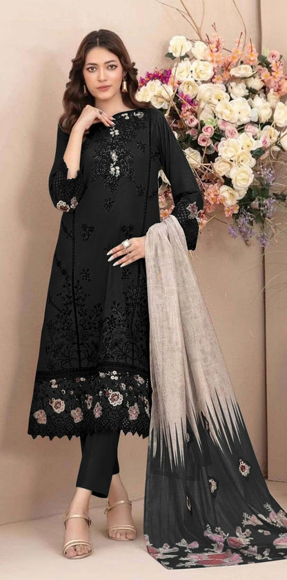 Fashion Dream Women Black Cotton Designer Suit Collection