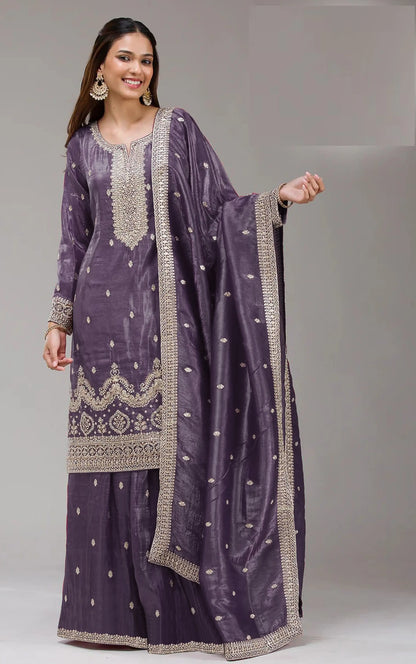 Fashion Dream Women Purple Gold Crush Designer Suit Collection