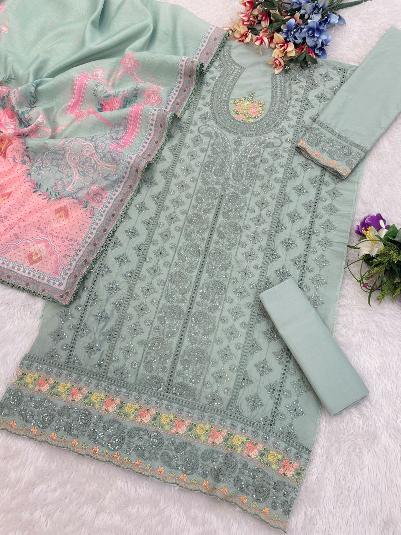 Fashion Dream Women Beige Cotton Designer Suit Collection