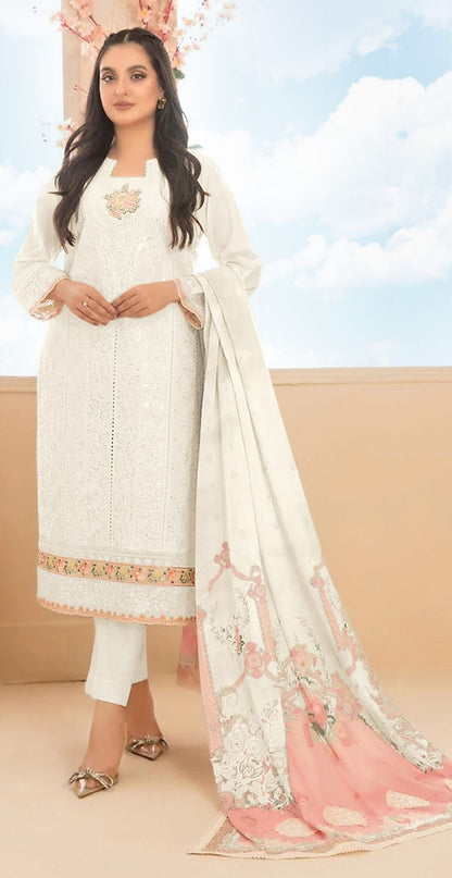 Fashion Dream Women White Cotton Designer Suit Collection