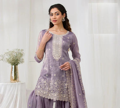 Fashion Dream Women Purple Gold Crush Designer Suit Collection