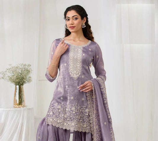 Fashion Dream Women Purple Gold Crush Designer Suit Collection