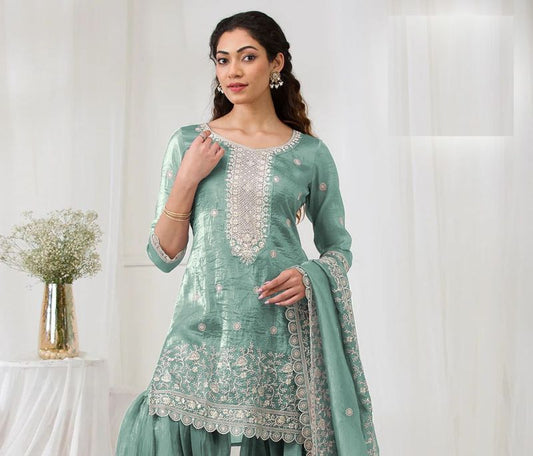 Fashion Dream Women Sky Gold Crush Designer Suit Collection