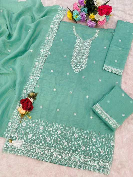 Fashion Dream Women Sky Gold Crush Designer Suit Collection