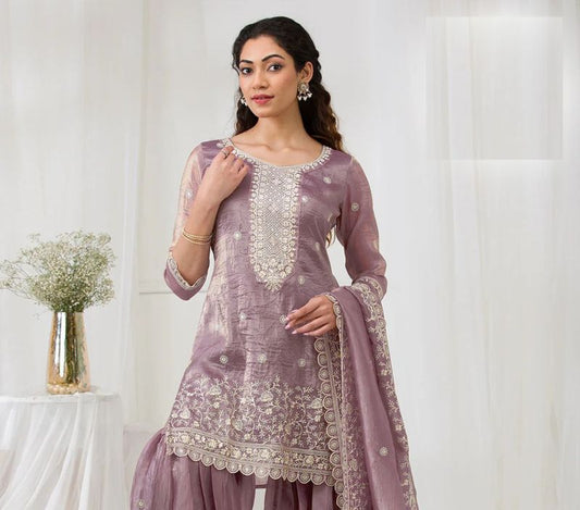 Fashion Dream Women Lavender Gold Crush Designer Suit Collection