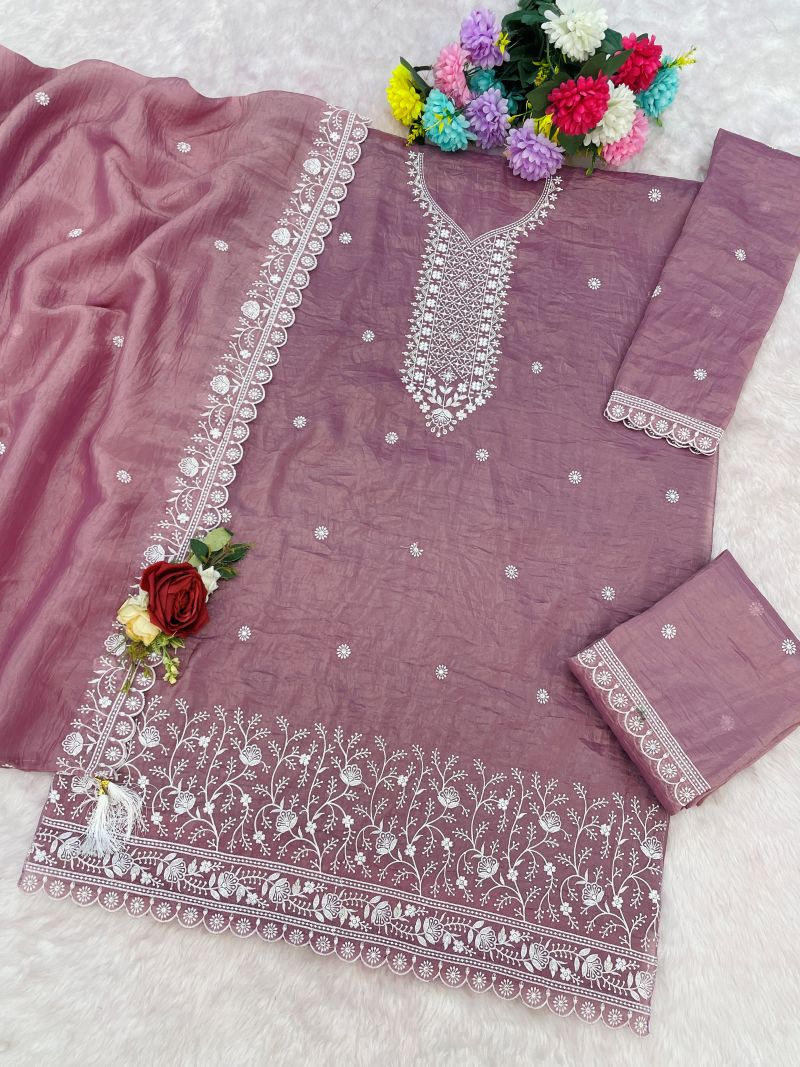 Fashion Dream Women Lavender Gold Crush Designer Suit Collection