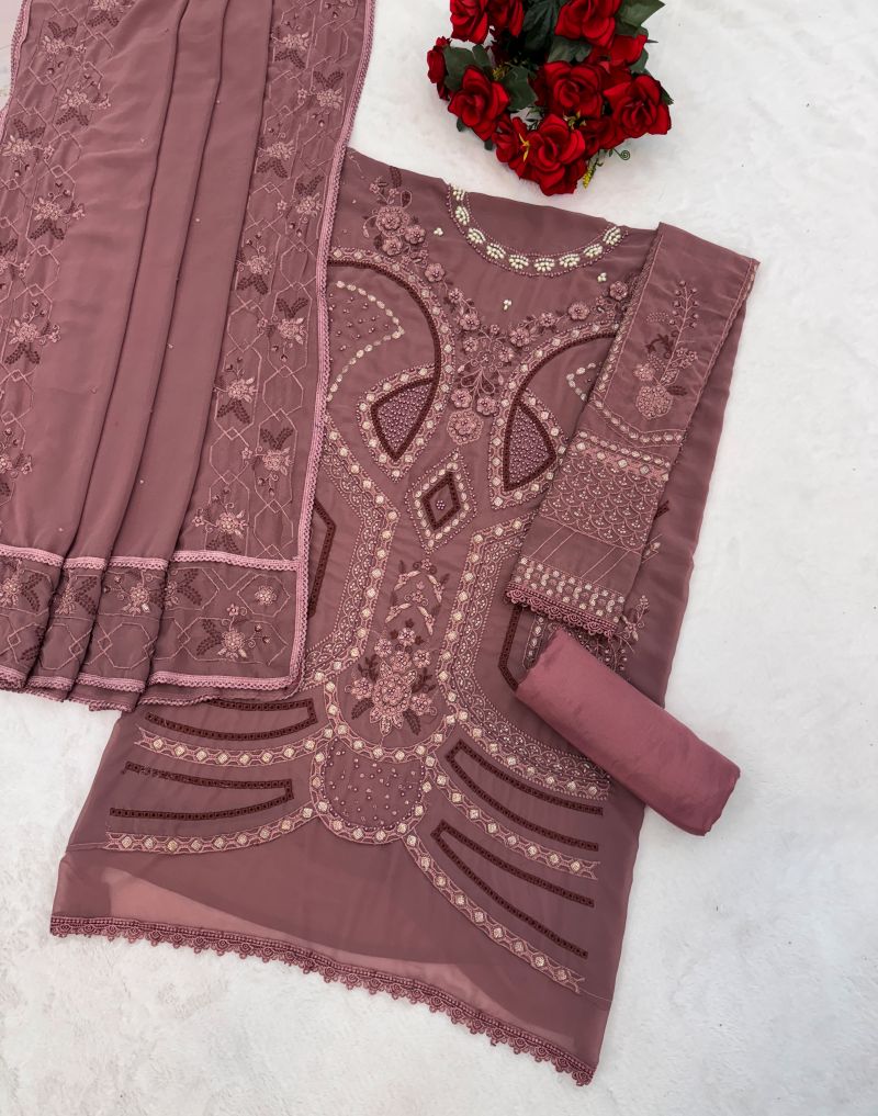 Fashion Dream Women Badami Georgette Designer Suit Collection