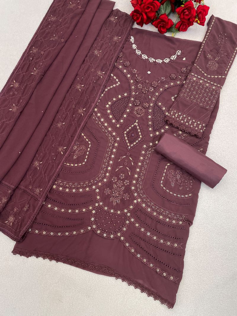 Fashion Dream Women Chocolate Georgette Designer Suit Collection