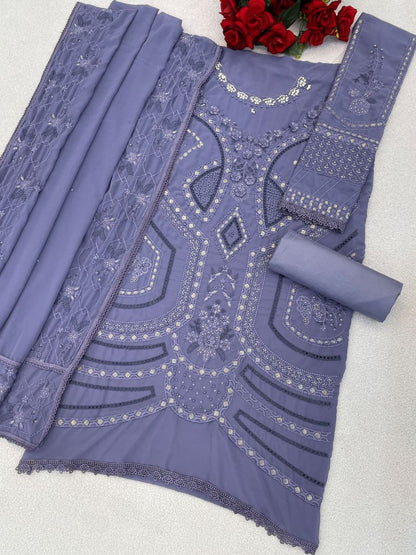 Fashion Dream Women Purple Georgette Designer Suit Collection