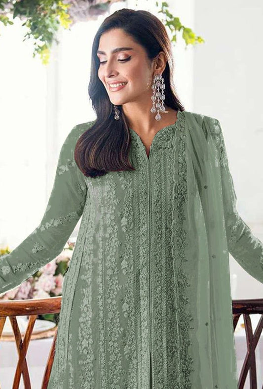 Fashion Dream Women Green Georgette Designer Suit Collection