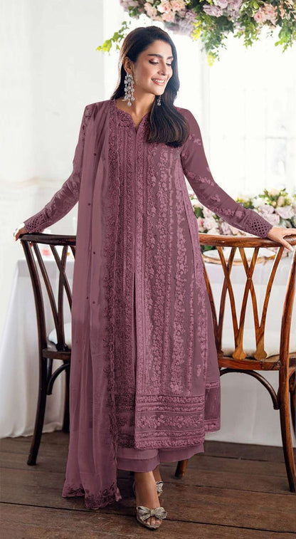 Fashion Dream Women Mauve Georgette Designer Suit Collection