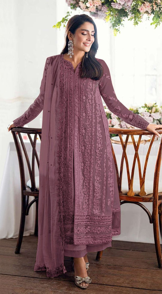 Fashion Dream Women Mauve Georgette Designer Suit Collection