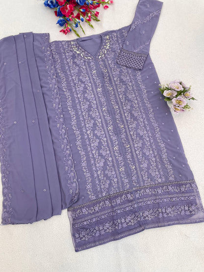 Fashion Dream Women Purple Georgette Designer Suit Collection