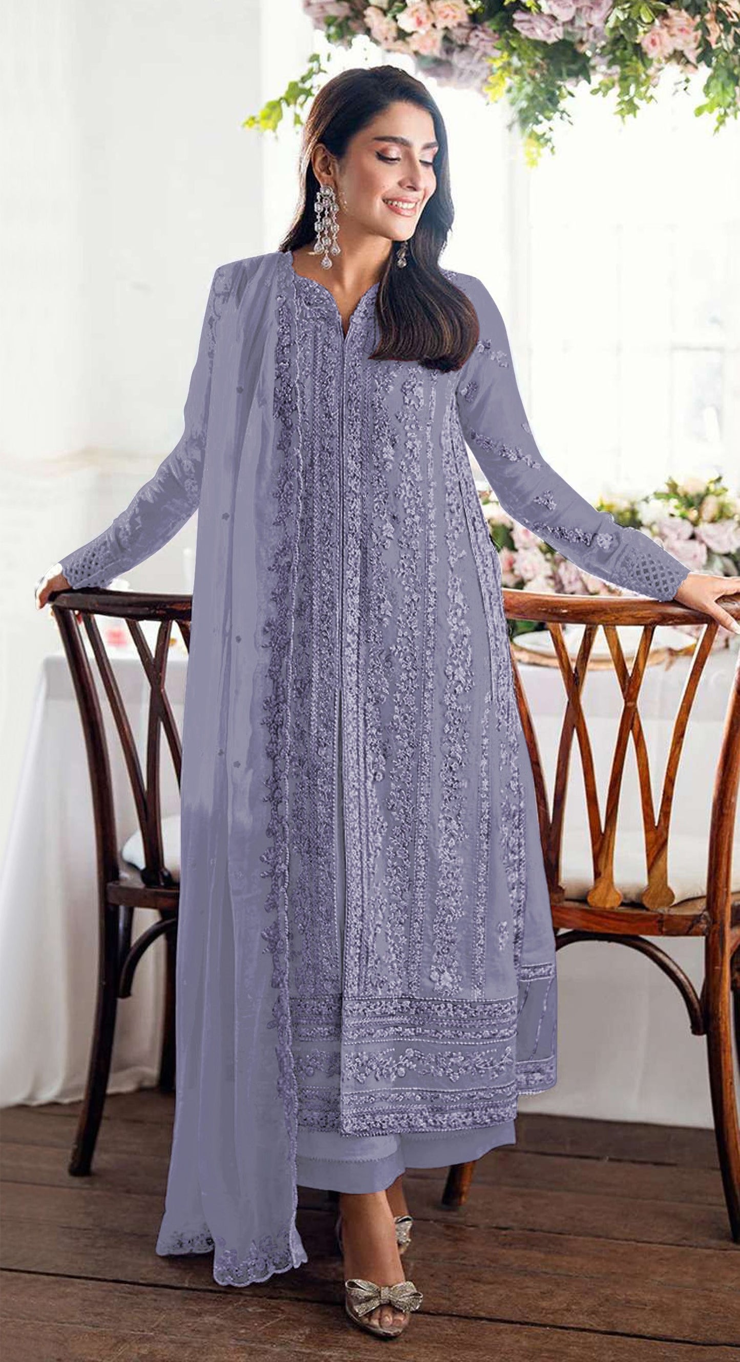 Fashion Dream Women Purple Georgette Designer Suit Collection