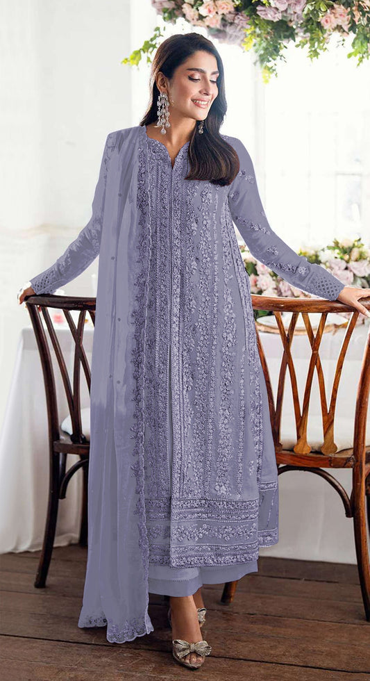 Fashion Dream Women Purple Georgette Designer Suit Collection