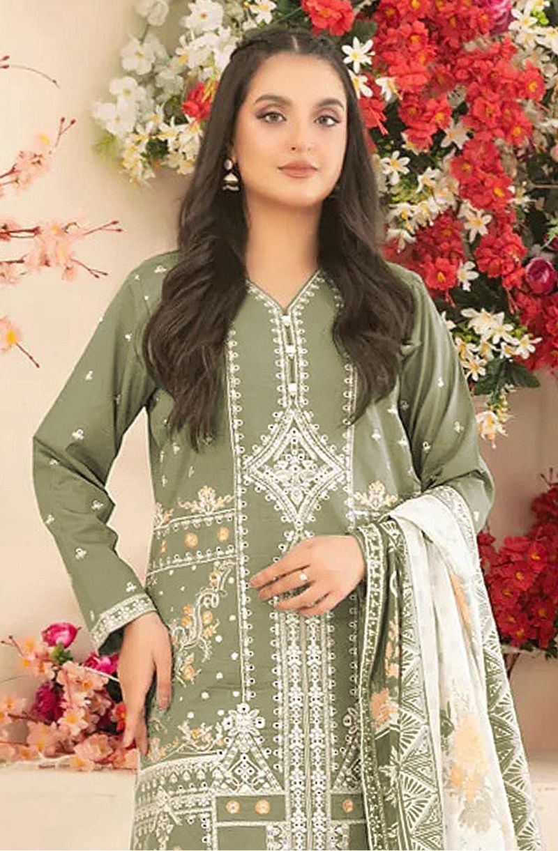 Fashion Dream Women Green Cotton Designer Suit Collection
