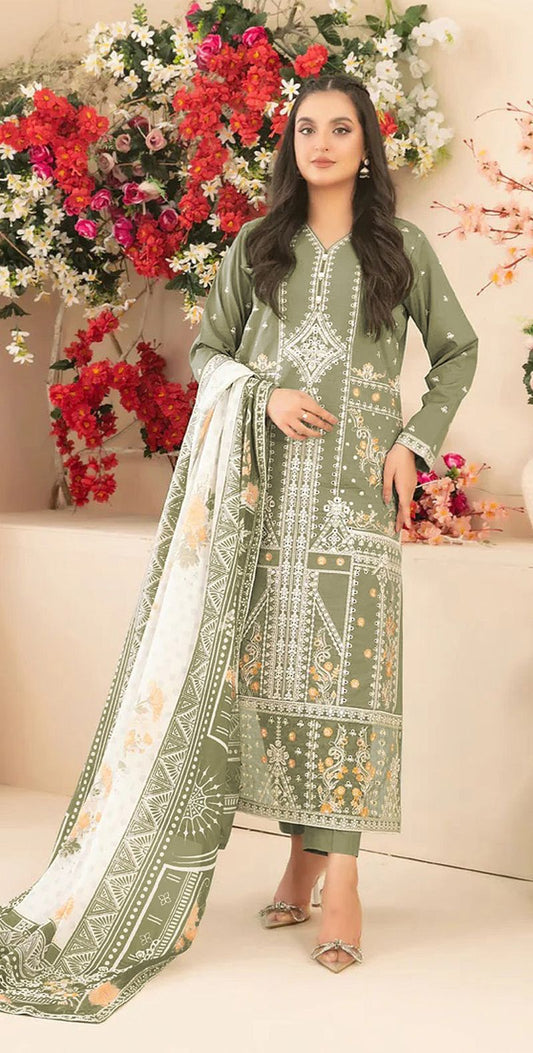 Fashion Dream Women Green Cotton Designer Suit Collection