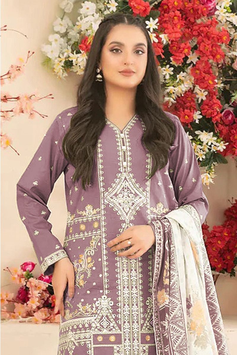 Fashion Dream Women Mauve Cotton Designer Suit Collection