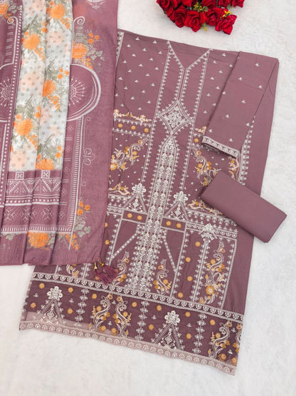 Fashion Dream Women Mauve Cotton Designer Suit Collection