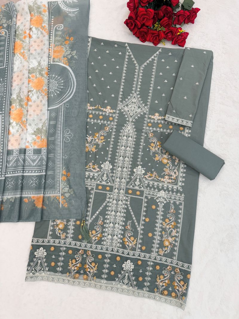 Fashion Dream Women Light Green Cotton Designer Suit Collection