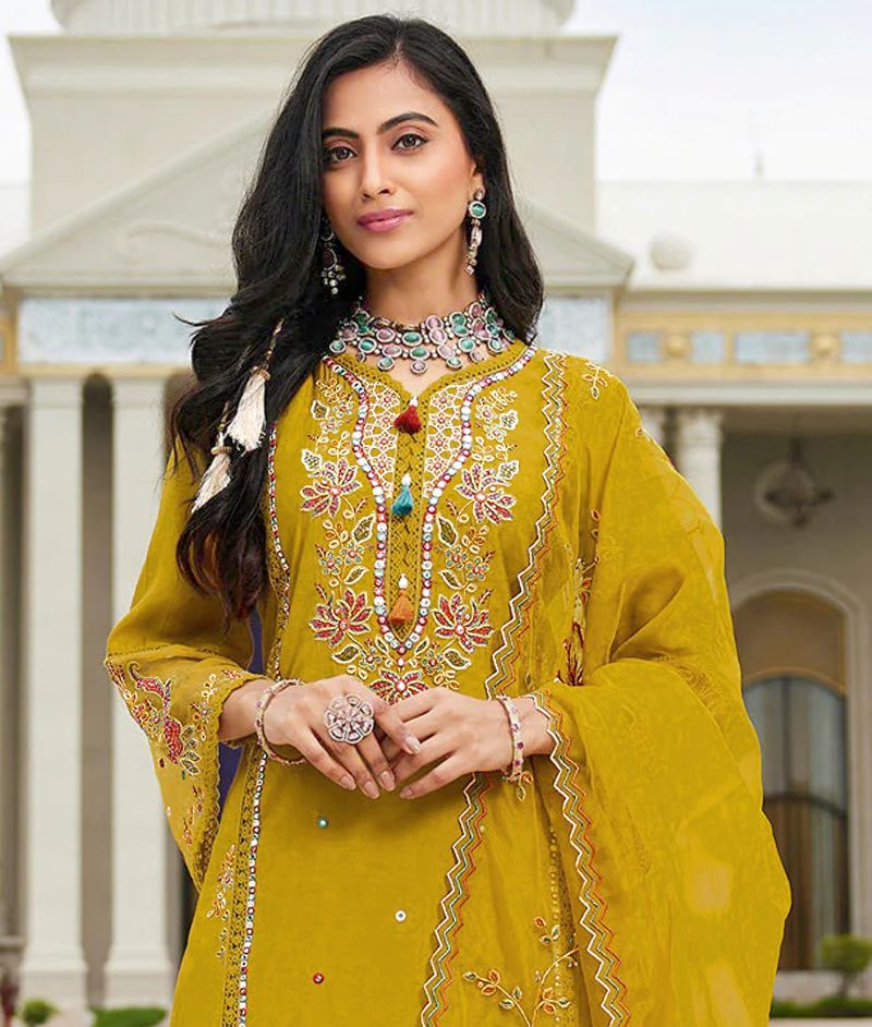 Fashion Dream Women Yellow Cotton Designer Suit Collection