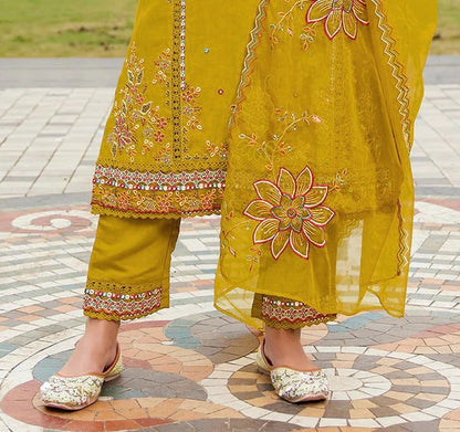 Fashion Dream Women Yellow Cotton Designer Suit Collection