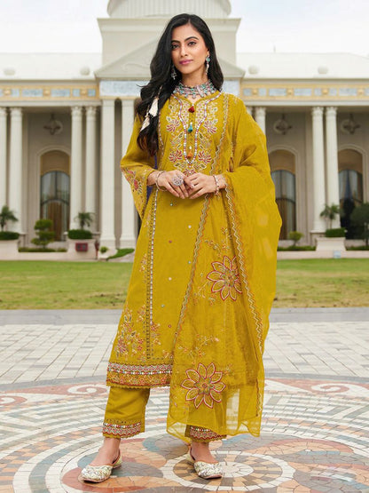 Fashion Dream Women Yellow Cotton Designer Suit Collection