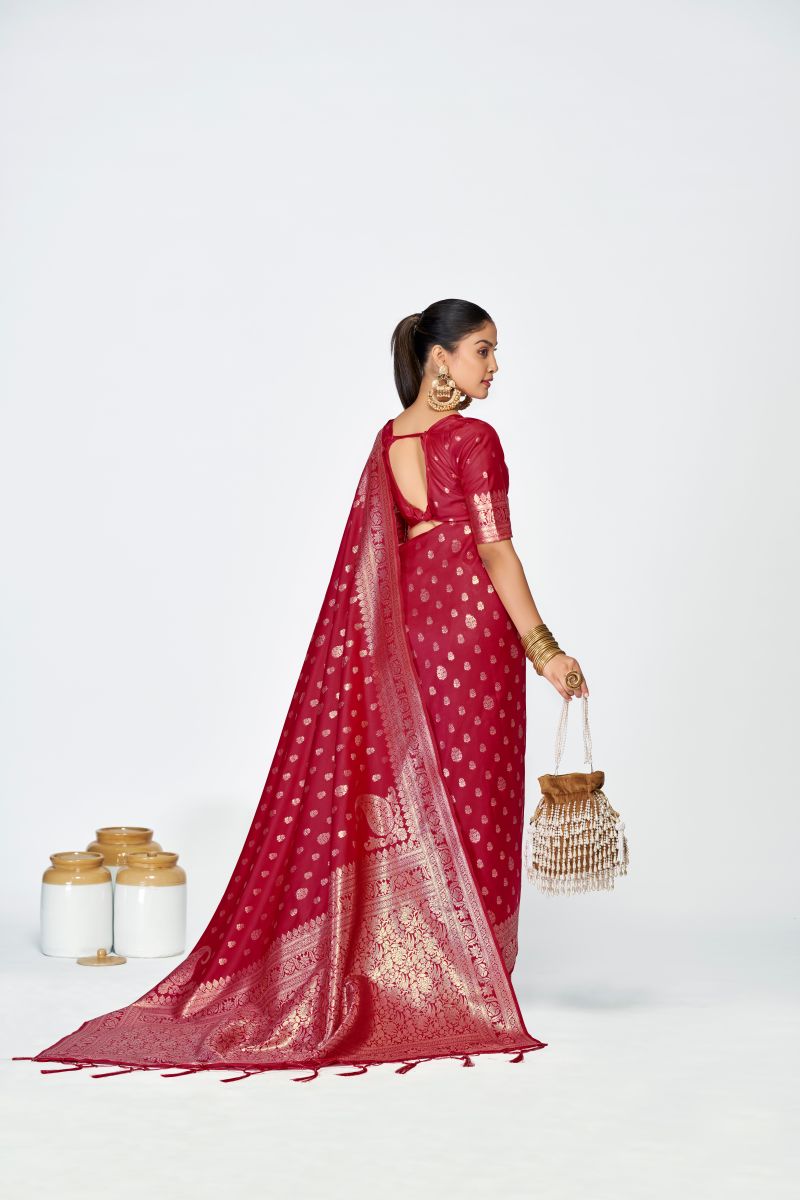 Fashion Dream Womens maroon banarasi silk Saree