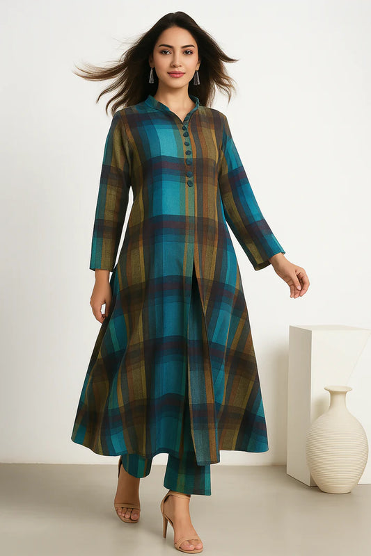 Abstract Print Blue Co Ord Set for Women