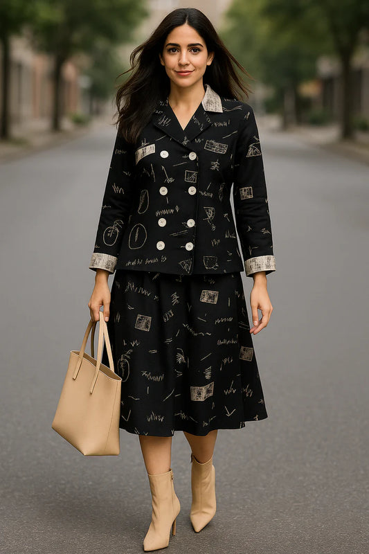 Abstract Print Co-Ord Set – 2 Piece Set for Women