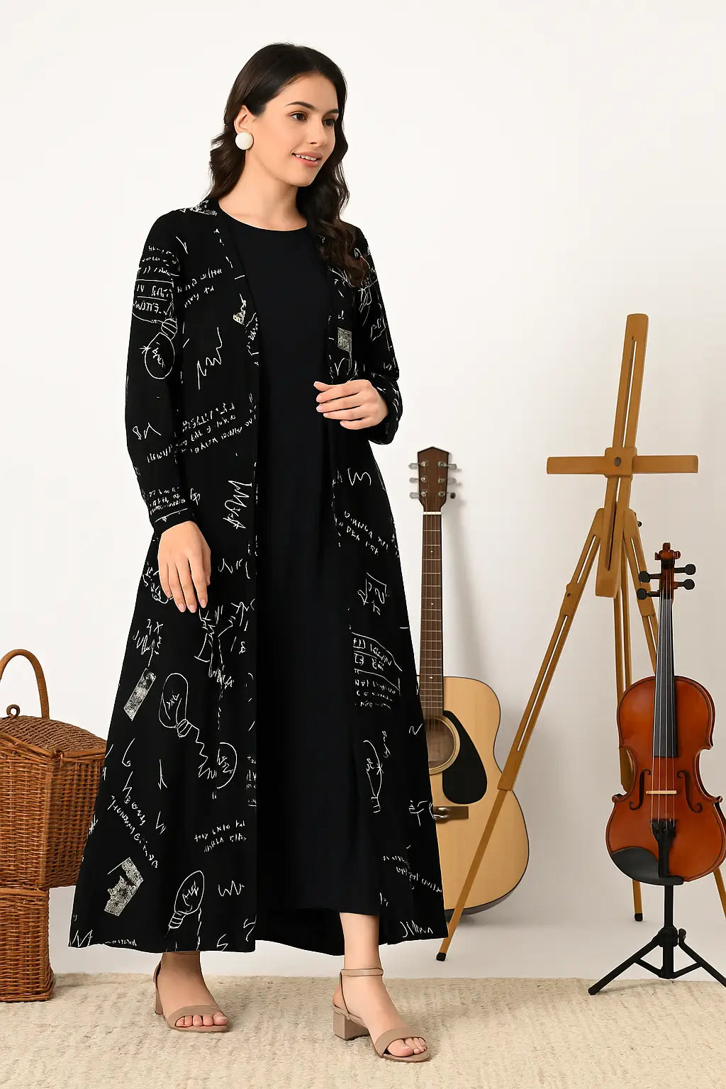 Abstract print jacket set for women