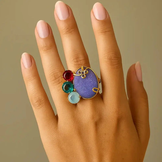 Bold Oval Purple Statement Ring for Women