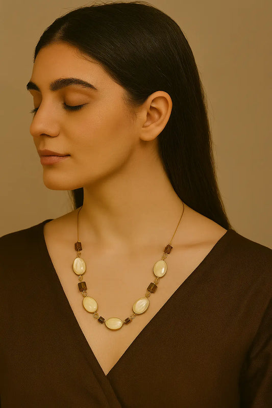 Classic Oval Bead Necklace with Antique Finish