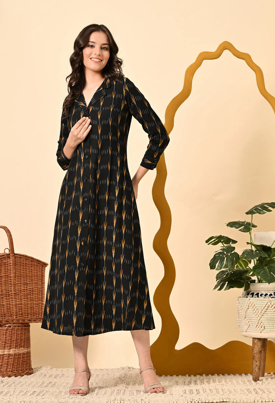 Fusion Ikat Jacket Dress with Inner