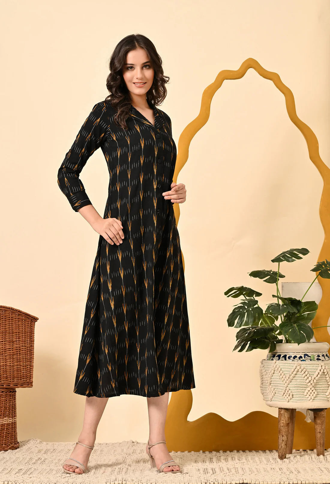 Fusion Ikat Jacket Dress with Inner