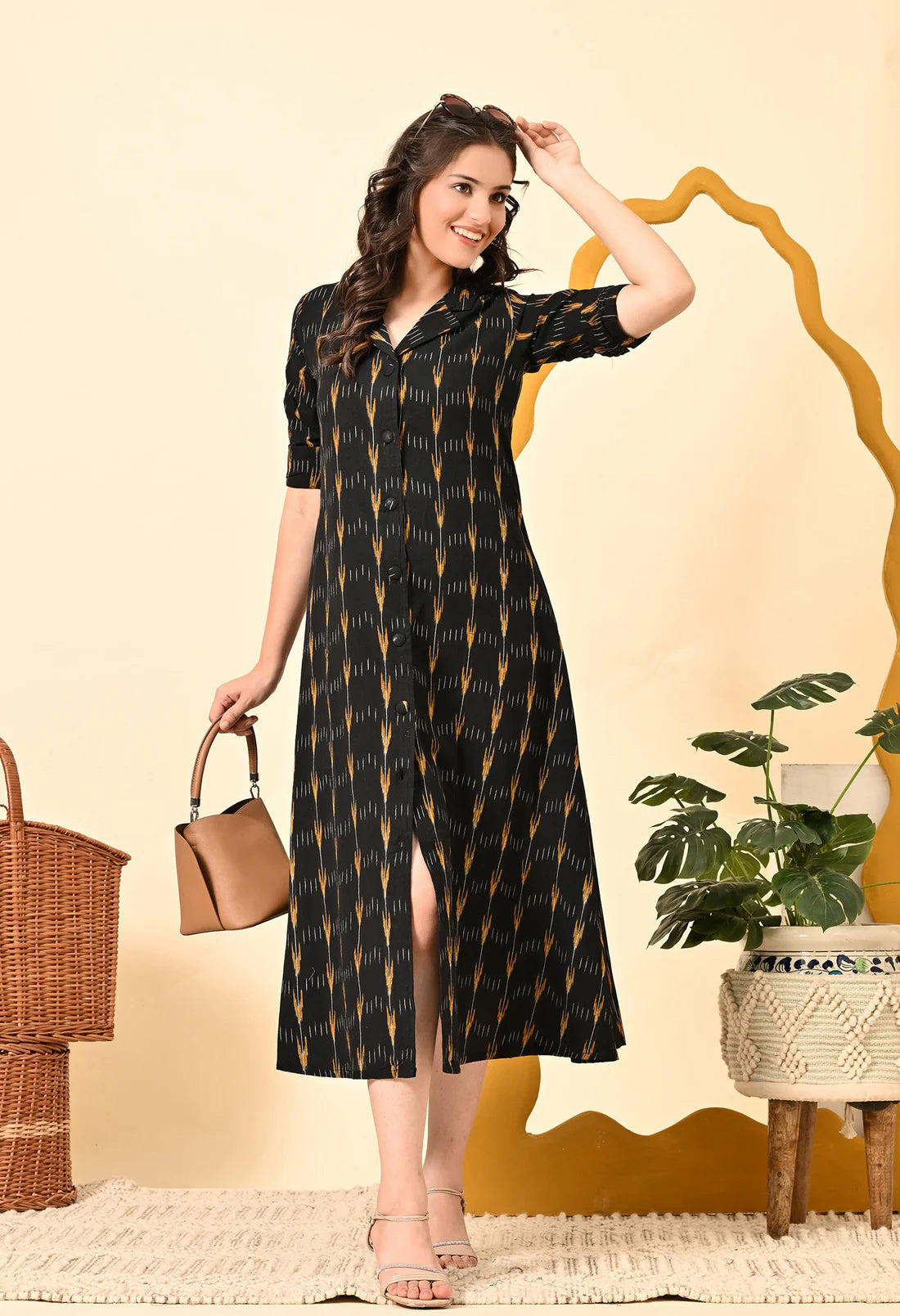 Fusion Ikat Jacket Dress with Inner