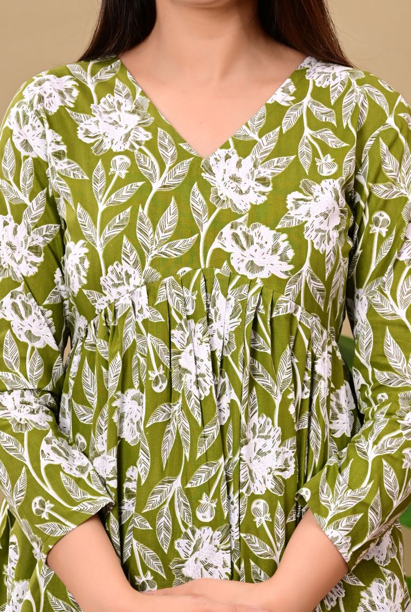 Pure Cotton Short Kurta – Green