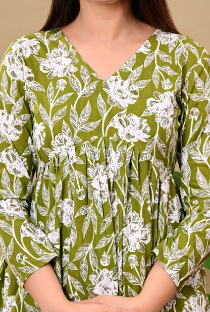 Pure Cotton Short Kurta – Green