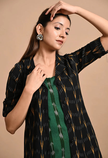 Fusion Ikat Jacket Dress with Inner