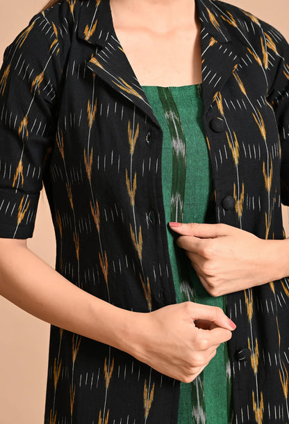 Fusion Ikat Jacket Dress with Inner