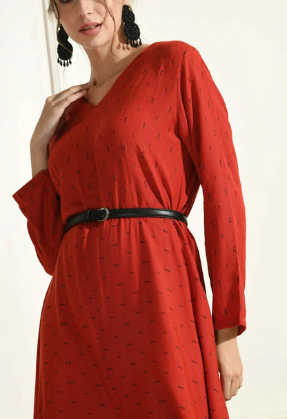 Red Side Cowl Jumpsuit